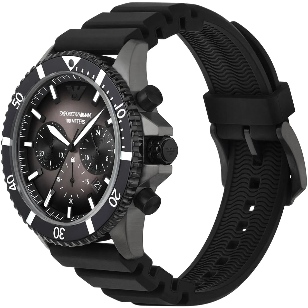 Emporio Armani genuine men's watch silicone balloon black chronograph