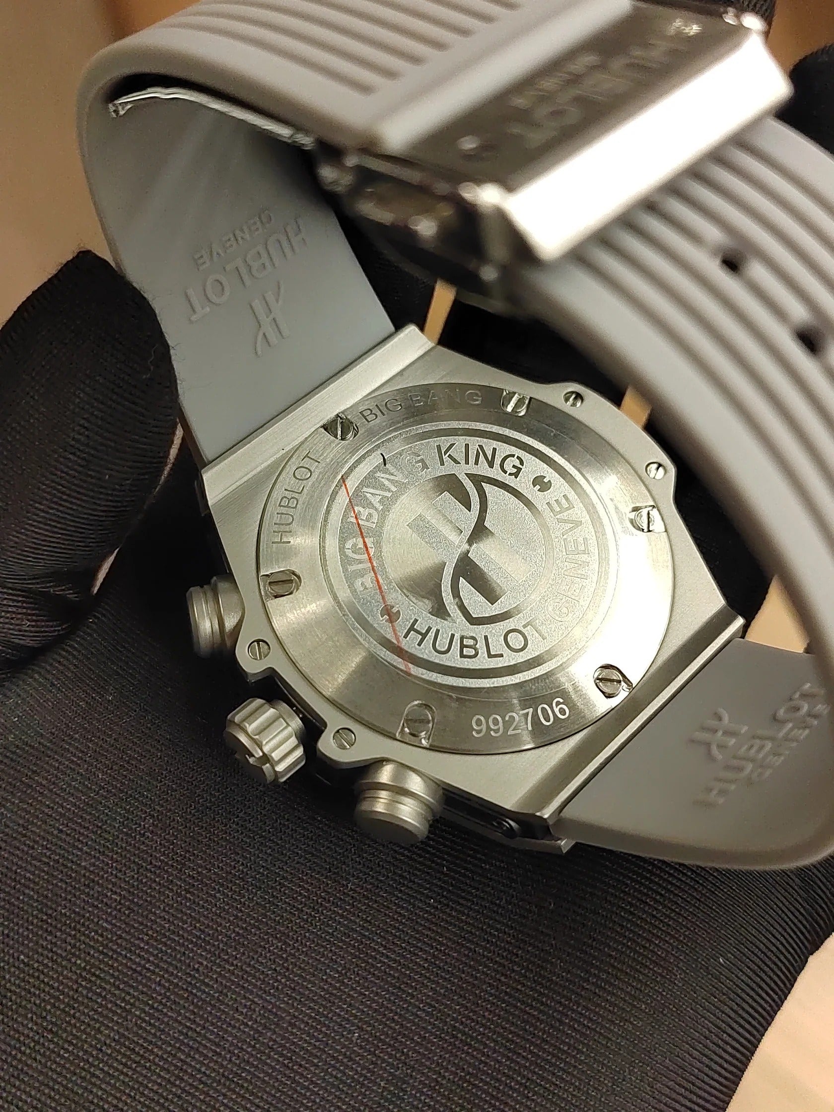 Hublot watch with gray dial and gray rubber strap