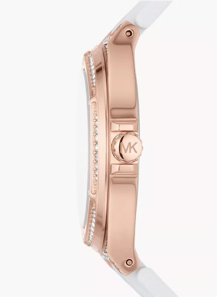 Women's Women's Lennox Stainless Steel Quartz Watch With Silicone Strap 24 Model MK7248 White