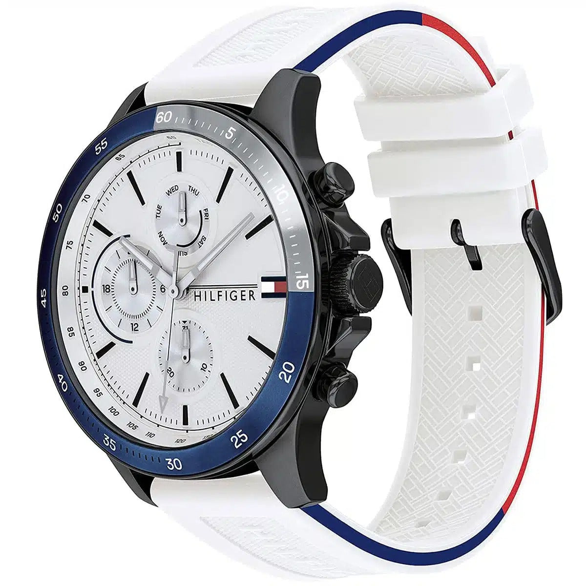 Original Tommy Hilfiger Men's Watch with Rubber Strap - Quartz Movement - Size 45 - White Balloon