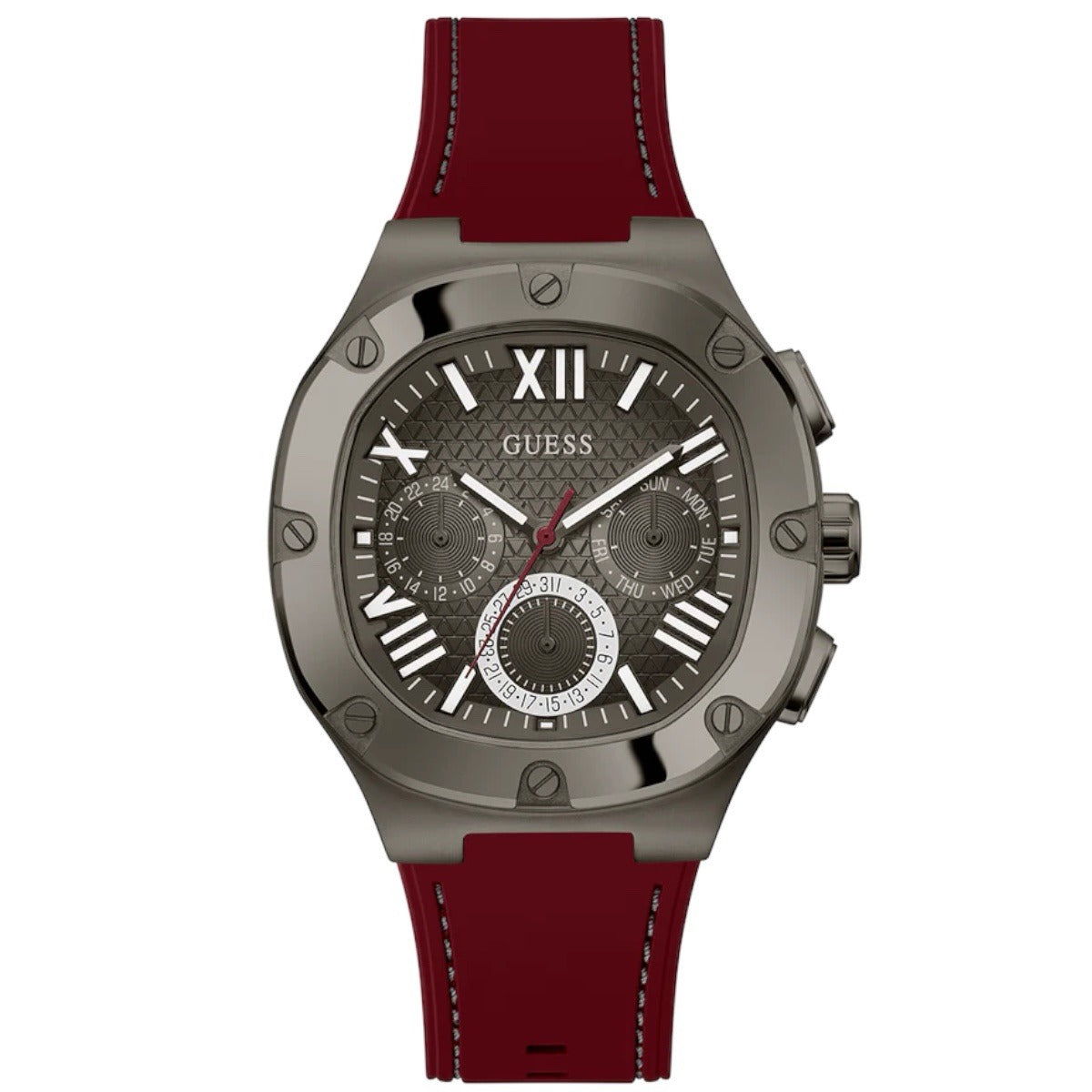 Original Guess men's watch with stainless steel grey balloon dial and silicone bracelet model GW0571G4