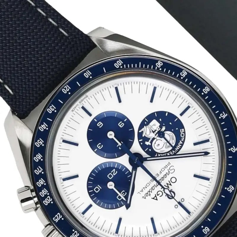 Men's Omega Speed Master White Blue Watch Watch