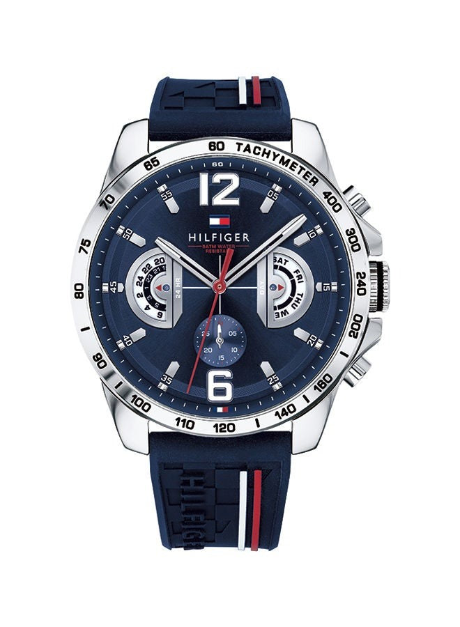 Men's Tommy Hilfiger analog watch with blue silicone bracelet 1791476-46 mm