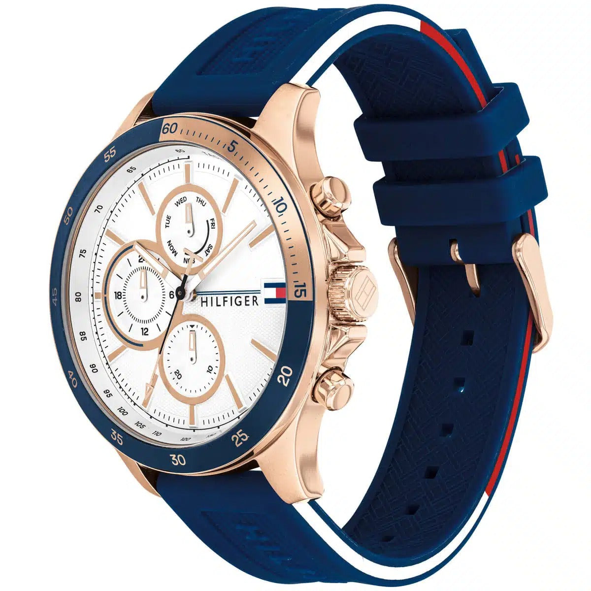 Original Tommy Hilfiger watch with silicone bracelet and white balloon dial Model 1791778