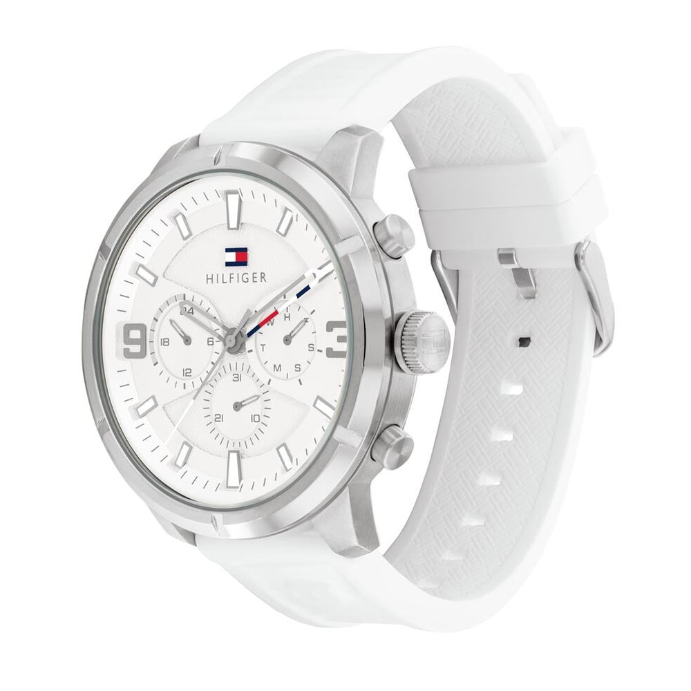 Tommy Hilfiger original Men's watch with white balloon and silicone bracelet model 1792072