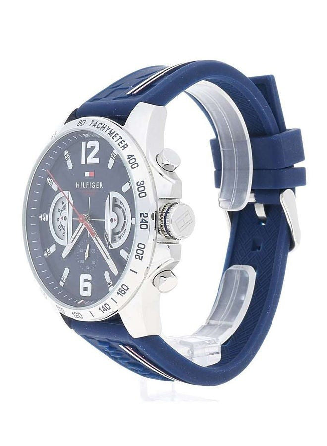 Men's Tommy Hilfiger analog watch with blue silicone bracelet 1791476-46 mm