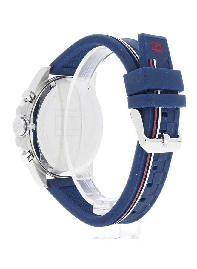 Men's Tommy Hilfiger analog watch with blue silicone bracelet 1791476-46 mm