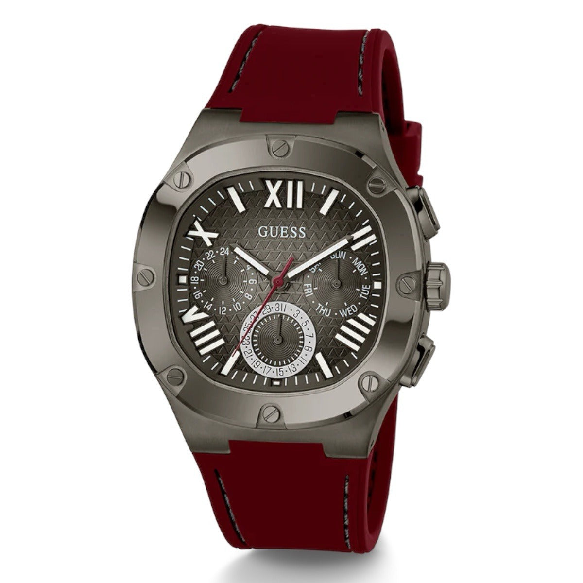 Original Guess men's watch with stainless steel grey balloon dial and silicone bracelet model GW0571G4