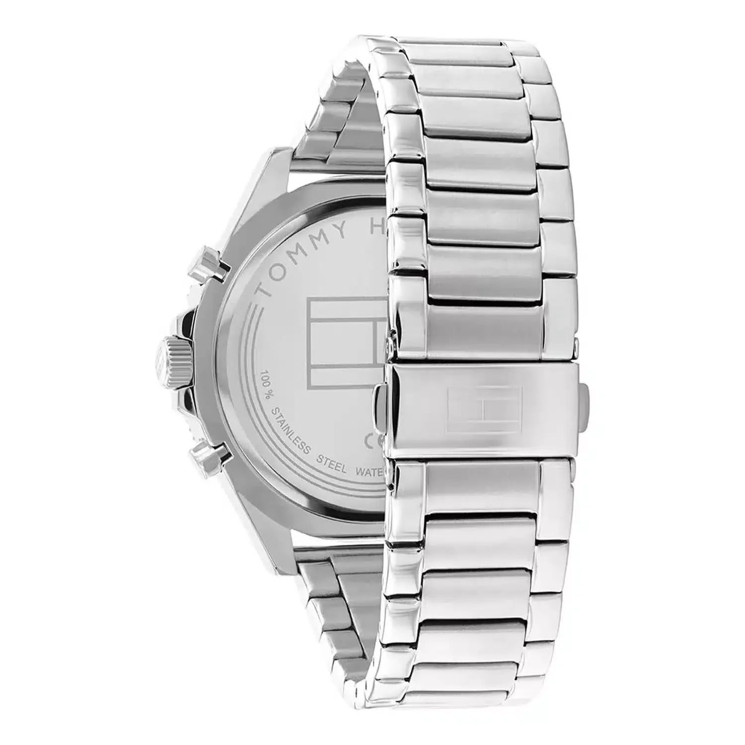 Original Tommy Hilfiger Men's watch Larson model size 45, blue dial, stainless steel, blue and silver