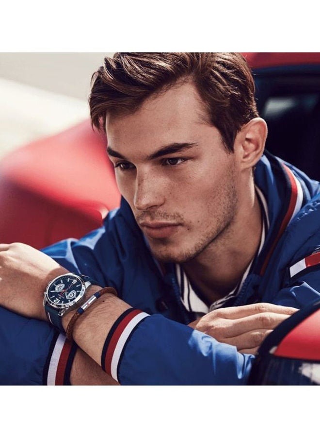 Men's Tommy Hilfiger analog watch with blue silicone bracelet 1791476-46 mm