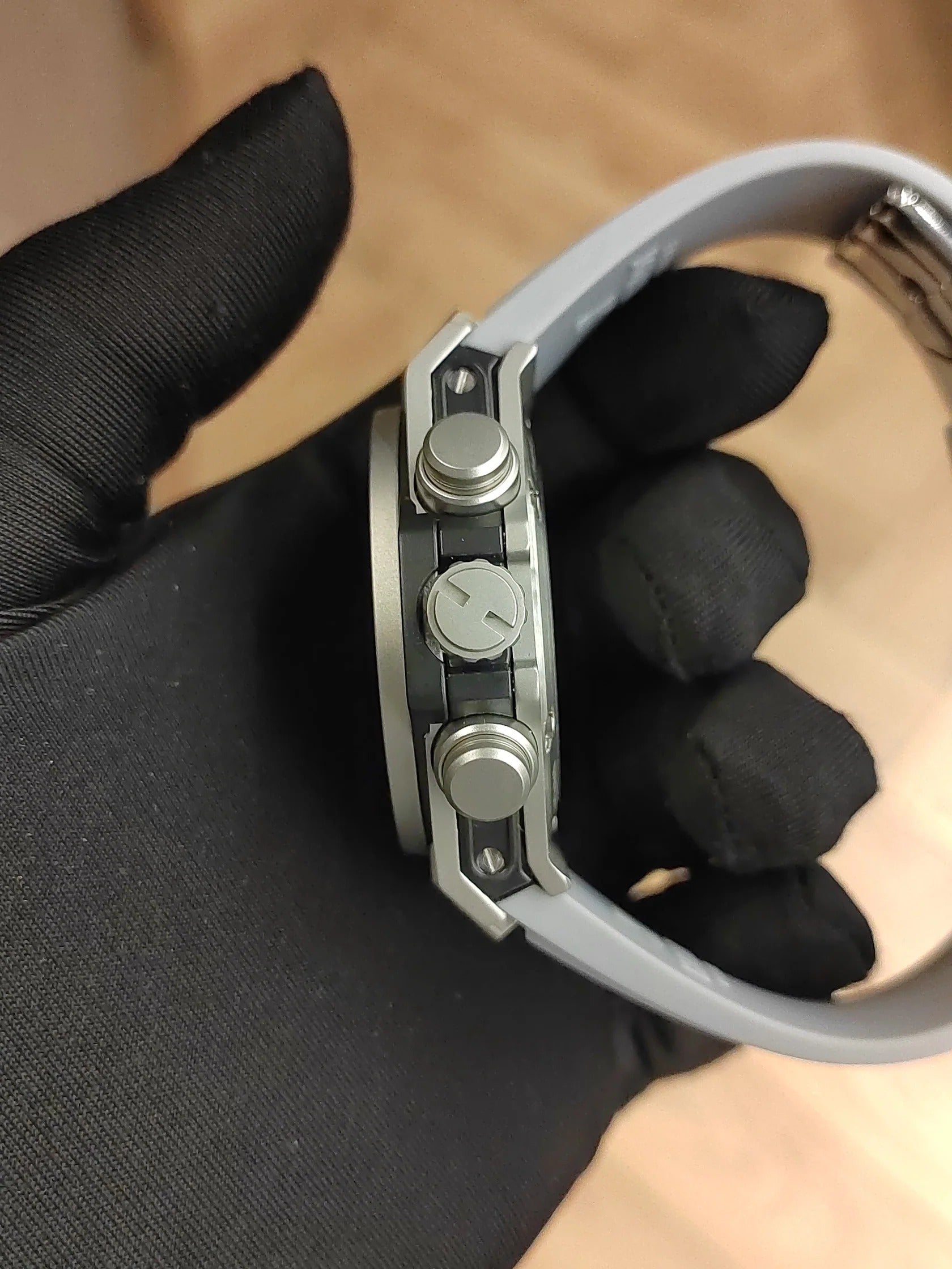 Hublot watch with gray dial and gray rubber strap