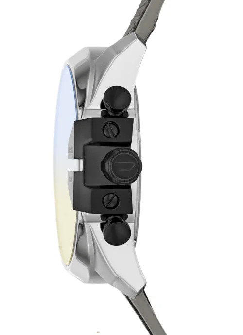 Diesel Mega Chief Chronograph Black Dial Grey Nylon Strap Watch For Men - DZ4523