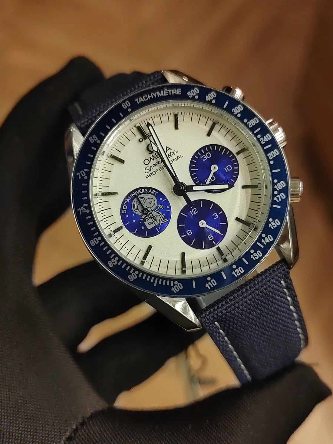 Men's Omega Speed Master White Blue Watch Watch