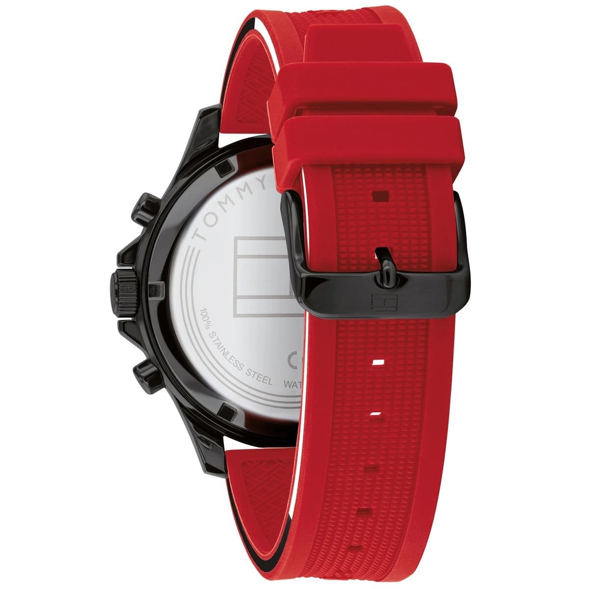 Tommy Hilfiger 46mm Round Watch with hands and silicone bracelet-red-1791722 for men