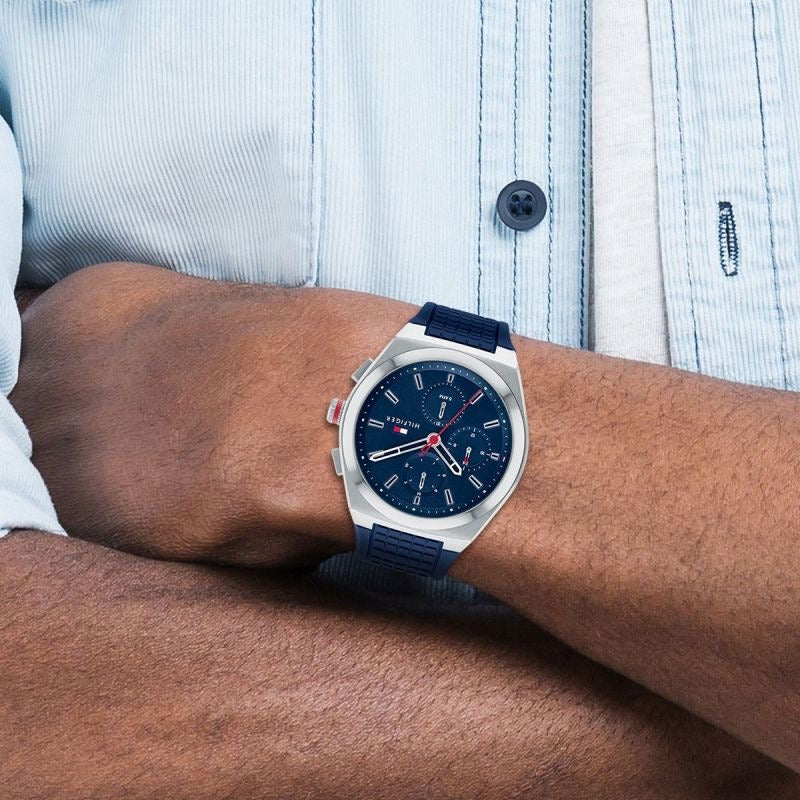 Tommy Hilfiger original Men's watch with blue balloon and silicone bracelet model 1791899